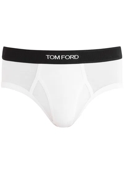 Tom Ford Logo Stretch-jersey Boxer Briefs In White