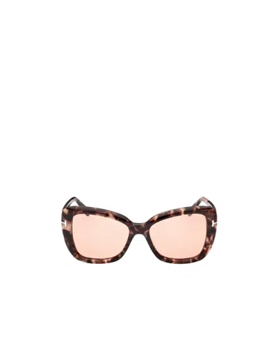 Tom Ford Logo Sunglasses In Brown