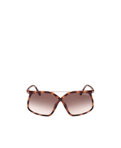 Tom Ford Logo Sunglasses In Brown
