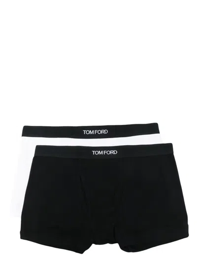 Tom Ford Set Of 2 Logo-waistband Cotton Boxer Briefs Clothing In Black
