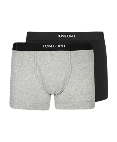 Tom Ford Logo-tape Detail Boxers (pack Of 2) In Gray