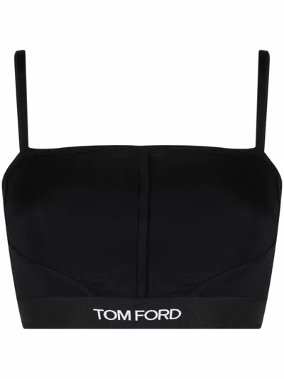Tom Ford Logo-band Square-neck Bra In Multi