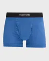 Tom Ford Logo-waistband Cotton Boxers In Cobalt Blue