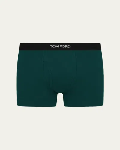 Tom Ford Logo-trim Boxer Briefs In Green