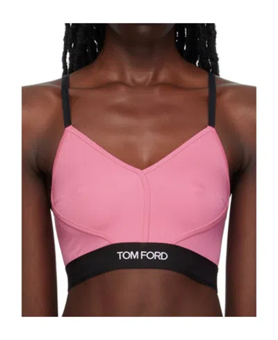 Tom Ford Logo-trim Stretch Bralette In Pink