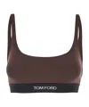 Tom Ford Brown Bralette With Contrasting Logo Print In Brown