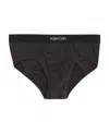 Tom Ford Elasticated Logo Cotton Blend Briefs In Black