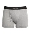 Tom Ford Logo-embroidered Cotton-blend Jersey Boxers In Grey