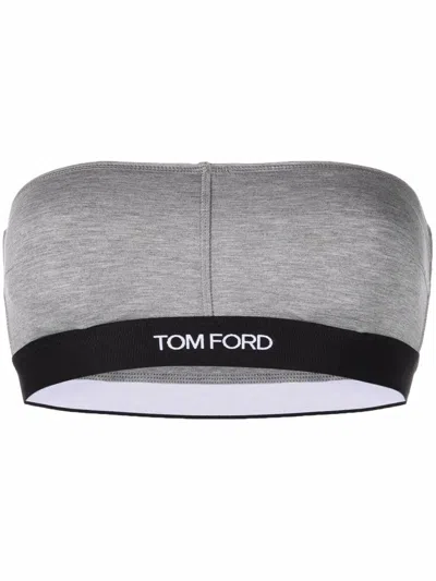 Tom Ford Signature Jersey-modal Bandeau Top In Grey Melange
