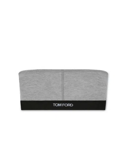 Tom Ford Logo Underband Bandeau Bra In Grey