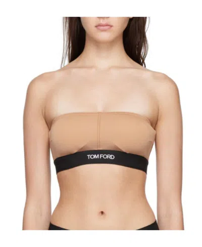 Tom Ford Beige Signature Bandeau Bra In Dp061 Dusty Rose