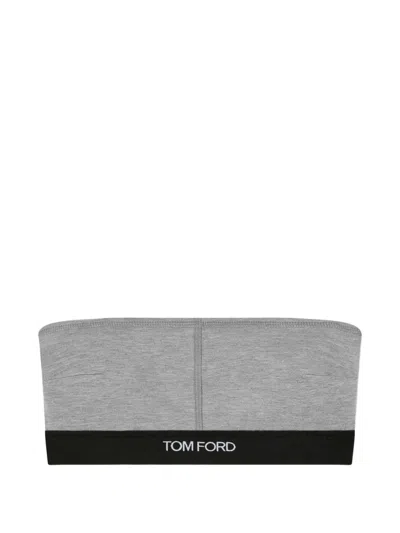 Tom Ford Logo-underband Bra In Gray
