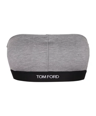 Tom Ford Logo-underband Bra In Gray