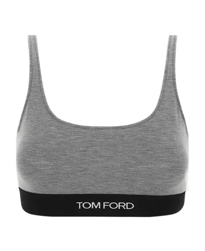 Tom Ford Logo-underband Bra In Grey