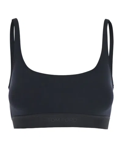 Tom Ford Logo Underband Bralette Bra In Blue