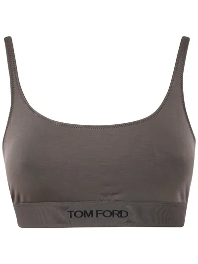 Tom Ford Logo Underband Bralette Bra In Animal Print