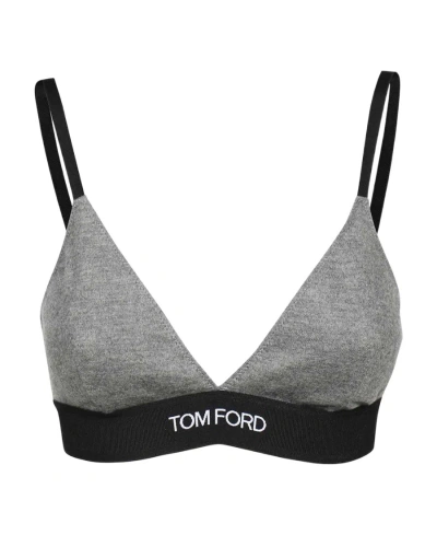 TOM FORD LOGO-UNDERBAND CASHMERE TRIANGLE BRA