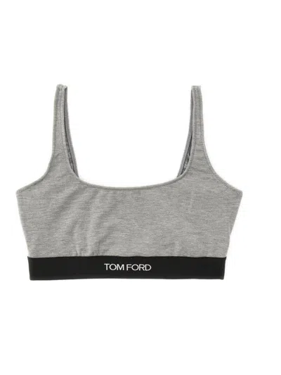 Tom Ford Logo-underband Bra In Grey