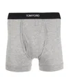 Tom Ford Elastic Logo Waist Boxer Shorts In Gray