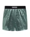 Tom Ford Logo-waistband Silk Boxer Shorts In Green