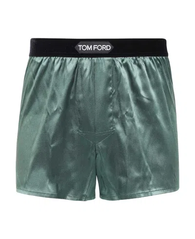 Tom Ford Logo-waistband Silk Boxer Shorts In Multi