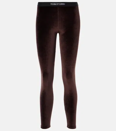 TOM FORD LOGO VELOUR LEGGINGS