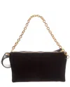 Tom Ford Logo Velvet & Leather Clutch In Black