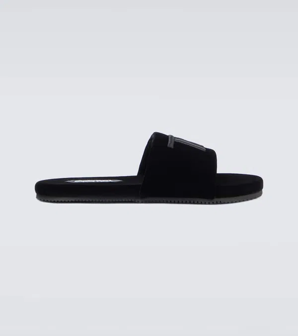 TOM FORD logo plaque leopard-print slides - Neutrals