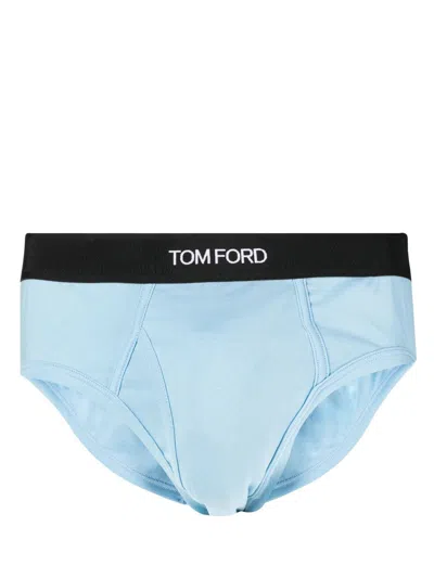 Tom Ford Logo-waist Boxer Briefs In Blue