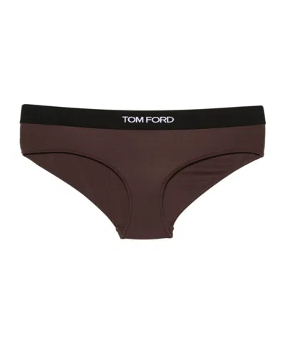 Tom Ford Logo Waist Briefs In Black