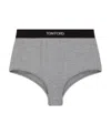 Tom Ford Logo-waist Briefs In Gray