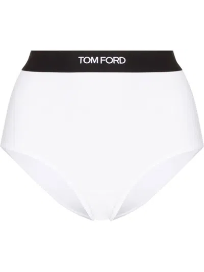 Tom Ford Logo Modal Jersey High Rise Briefs In White