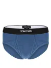 Tom Ford Logo-waist Cotton Briefs In Blue