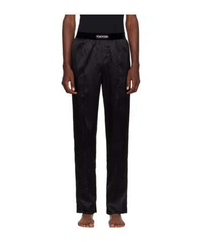 Tom Ford Logo Waist-edge Pajamas In Black