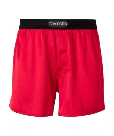 TOM FORD TOM FORD LOGO-WAISTBAND STRETCHED SATIN BOXERS