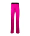 Tom Ford Fuchsia Satin Pants With Logo On Waistband In Stretch Silk Woman In Pink