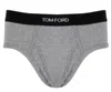 Tom Ford Logo Embroidered Briefs In Grey