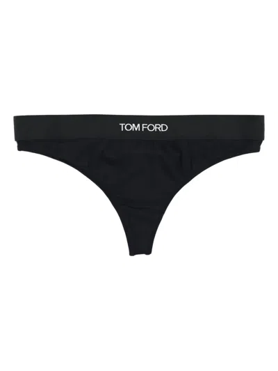 Tom Ford Modal Signature Thong Briefs In Black