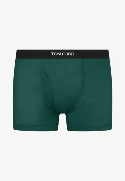 Tom Ford Logo Waistband Boxer Briefs In Green