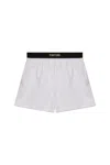 Tom Ford Icon Boxer Shorts In White Shiny Silk In Grey