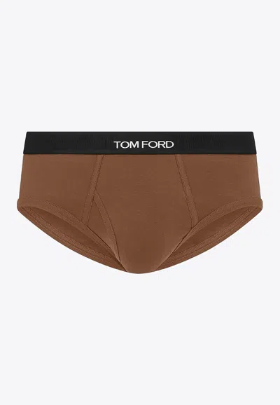 Tom Ford Brown Cotton Jock-strap In Pink