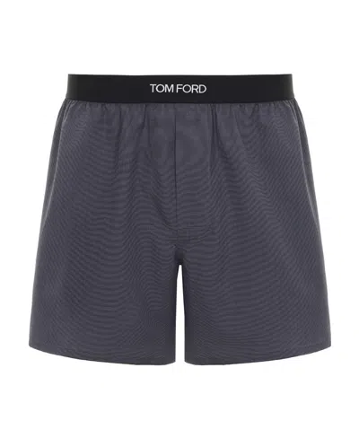 Tom Ford Logo Waistband Boxer Shorts In Black