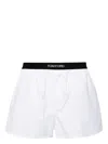 Tom Ford White Crewneck T-shirt With Tf Embroidery In Lyocell And Cotton Blend Man In White