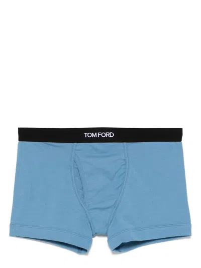Tom Ford Logo-waistband Boxers In Blue
