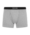 Tom Ford Logo-embroidered Cotton-blend Jersey Boxers In Gray