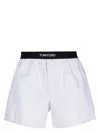 Tom Ford White Crewneck T-shirt With Tf Embroidery In Lyocell And Cotton Blend Man In Neutrals