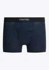 Tom Ford Cotton Boxer Briefs With Logo Band In Blue