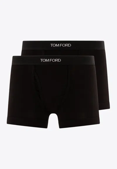 Tom Ford Logo Waistband Brief Boxers Set - Set Of 2 In Black