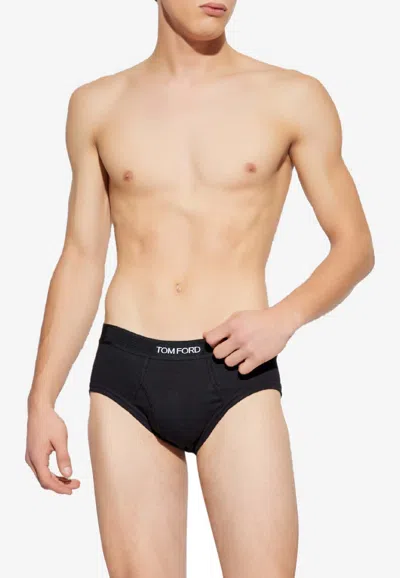 Tom Ford Logo Waistband Briefs - Set Of 2 In Black