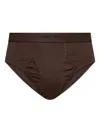 Tom Ford Logo-waistband Briefs In Brown